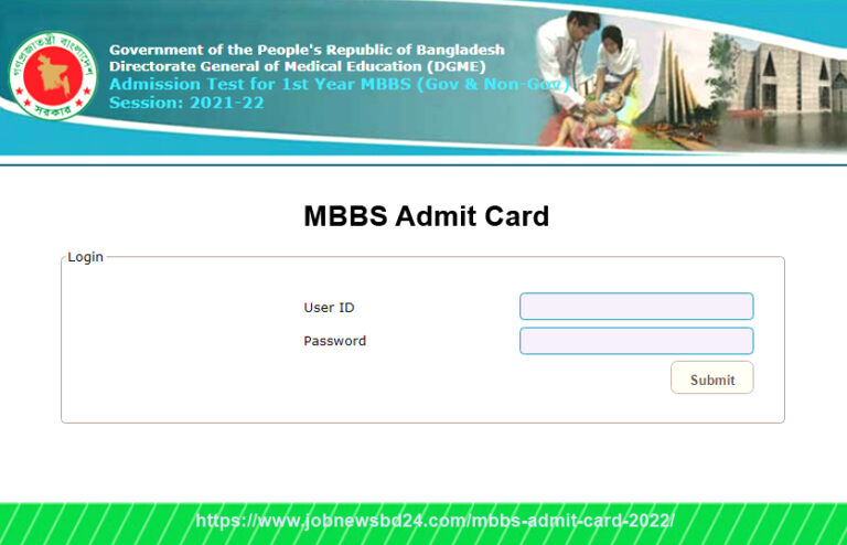 MBBS Admit Card 2022 Download